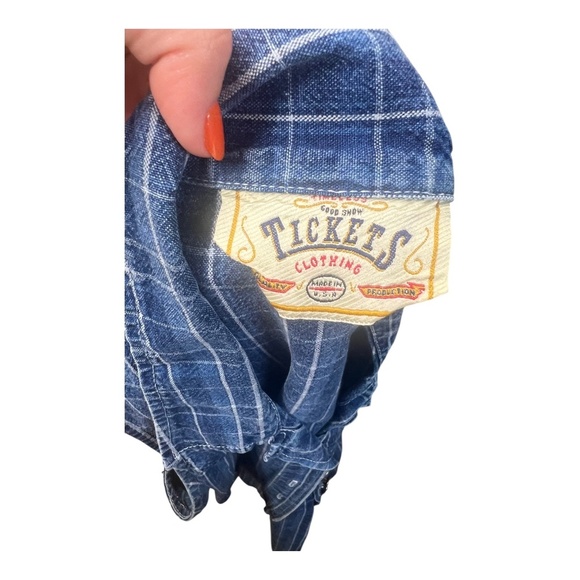 Vintage Cotton Denim Checkered Dress Cottagecore 90's Made in USA - Picture 2 of 6